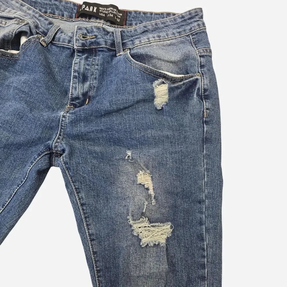 Spark Jeans Men's Prem Denim Studio Collection USA W34 L32 Blue Skinny Fit Jeans